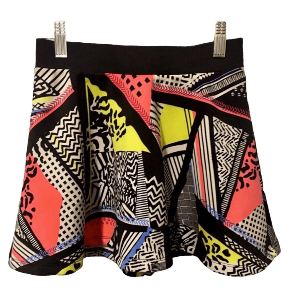 80’s Night Bongo Vintage Neón Abstract Retro Style Mini Skirt EUC